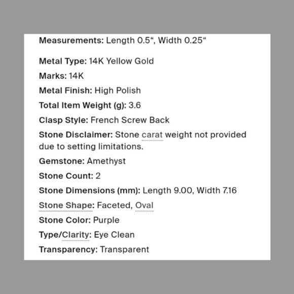 14k Gold More than a carat and a half each of Amethyst earrings - Picture 6 of 7